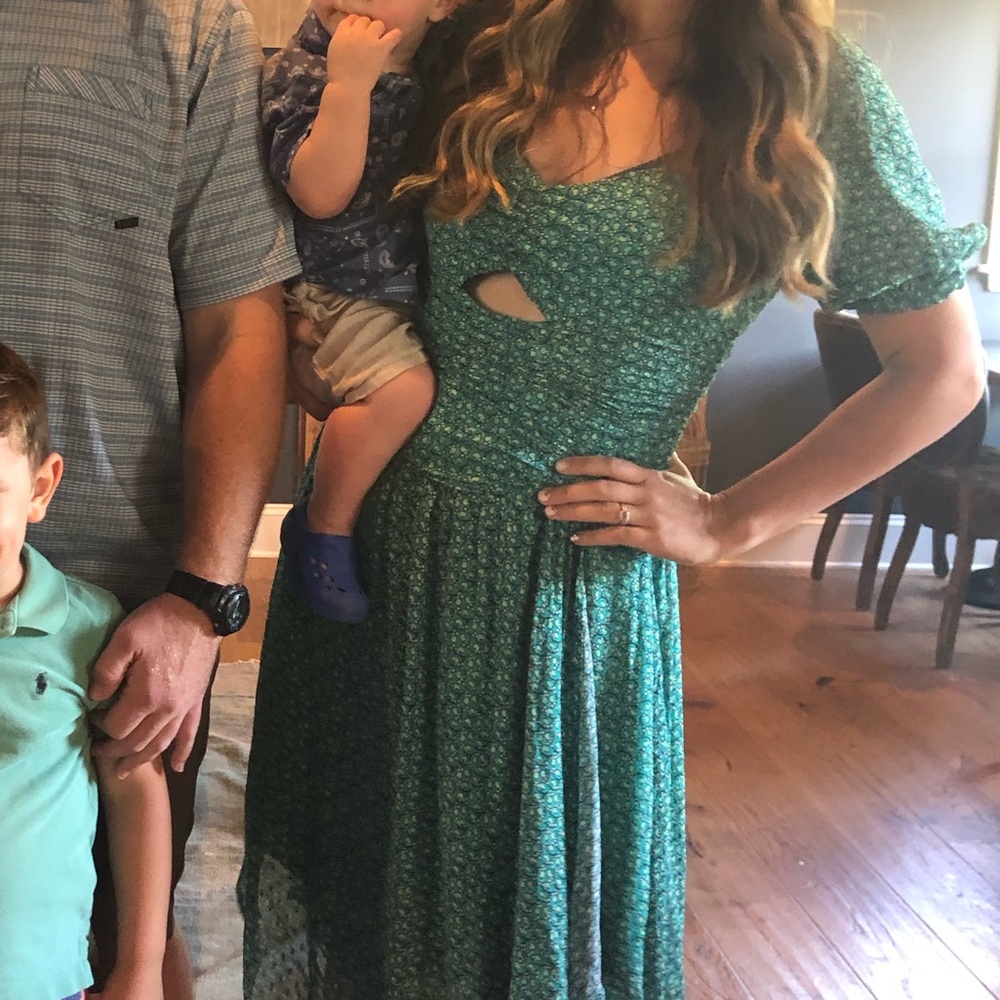 Anthropologie poof sleeve cutout dress size 10